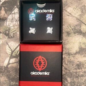 Akademiks Silver CZ Princess Cut & Square CZ Earrings